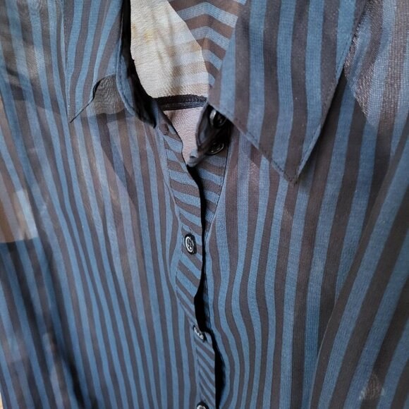 "FOREVER 21" BLUE & BLACK STRIPED SLEEVELESS SHIRT - NWOT - Picture 2 of 7